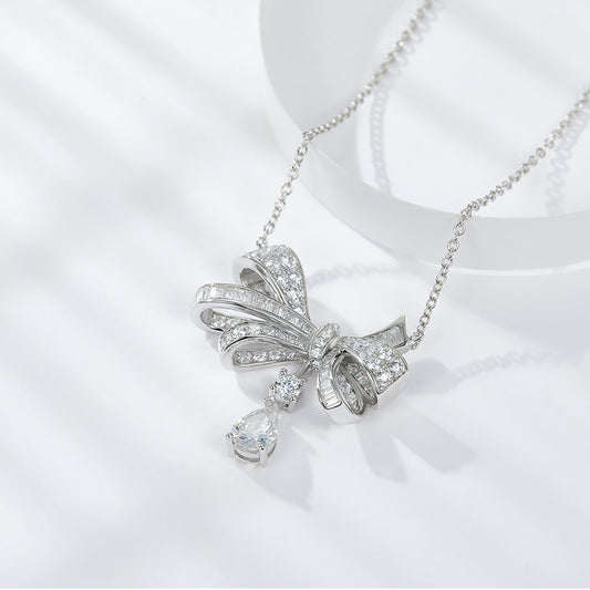 Elegant Butterfly Moissanite Pendant Necklace Set – Luxury S925 Sterling Silver & Platinum-Plated Diamond Jewelry for Women
